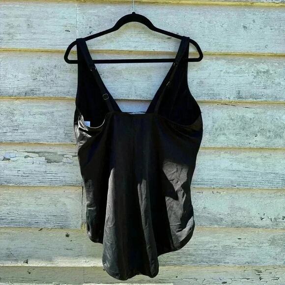 AQUA Green Black one piece Swimsuit coastal summer adjustable straps plus size - Picture 2 of 13